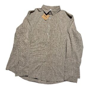 Neutral Textured Button-Down Shirt - Beige Gray NWT